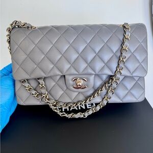 Chanel Gray Quilted Leather Bag